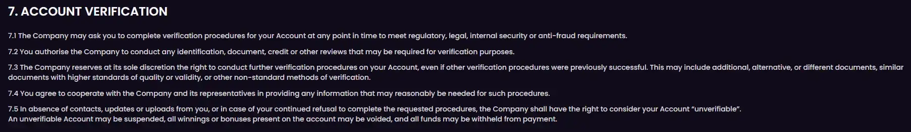Vegas Now verification interface reference
